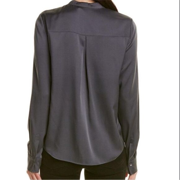 Revolve Vince Gray Gunmetal Chest Front Pocket Silk Blouse - Picture 2 of 10